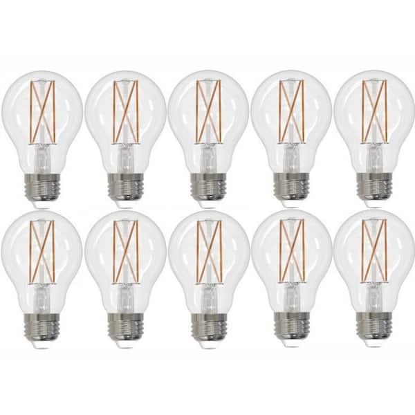 60-Watt Equivalent A19 Dimmable Clear E26 LED Light Bulb in 3000K Soft White (10-Pack)