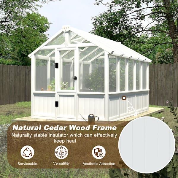 VEIKOUS 6 ft. x 10 ft. Wooden White Garden Greenhouse with Multi