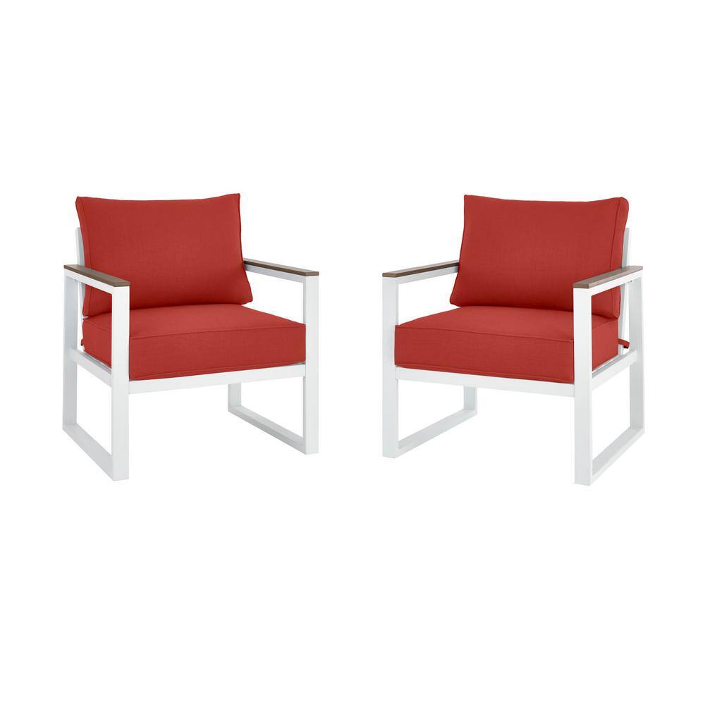 Reviews For Hampton Bay West Park White Aluminum Outdoor Patio Lounge Chair With Cushionguard Chili Red Cushions 2 Pack The Home Depot Cushionguard Chili Red Cushions, Western Outdoor Furniture Reviews
