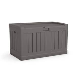 Rubbermaid Extra Large Decorative Patio Storage Cabinet, Weather Resistant,  123 Gal., Dark Teakwood, for Garden/Backyard/Home/Pool