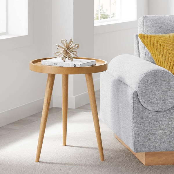 Chiro 18 in. W Natural Round Wood Side Table