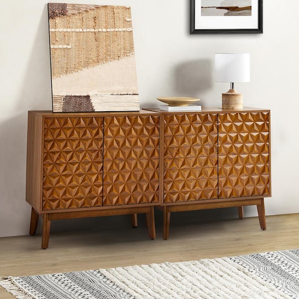 JAYDEN CREATION Jakob Walnut Mid-Century Modern 31 in. Tall