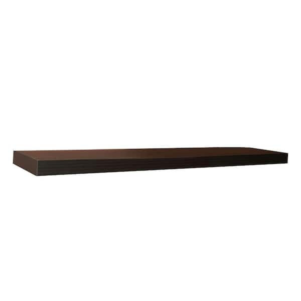 Espresso Mdf Large Floating Wall Shelf, Long Wooden Shelf For Wall