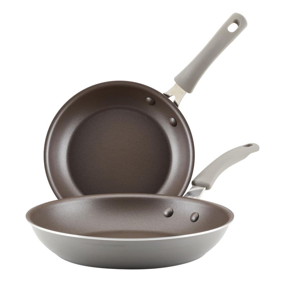 Rachael Ray Create Delicious Hard-Anodized Aluminum Nonstick Deep Skillet  Twin Pack, 9.5 and 11.75 handles - Gray With Burgundy Handles - Yahoo  Shopping