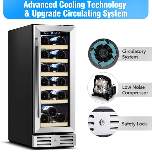 Kalamera - 12 in. Built-in 18 Bottle Wine Cooler with Touch Control