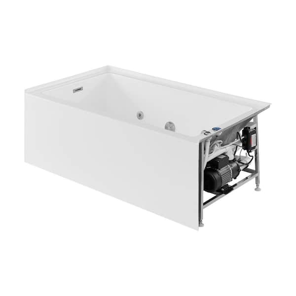 Swiss Madison Avancer 60 in. x 36 in. Left-Hand Drain Rectangular Alcove Whirlpool Bathtub with Apron in White