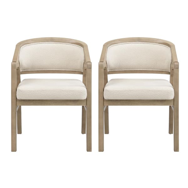Ferris Beige+Natural Polyester Upholstered Dining Chair (Set of 2)
