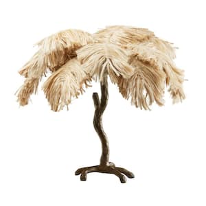 Ariana 30 in. Bronze Tropical Palm Tree Table Lamp with Natural Jute Shade