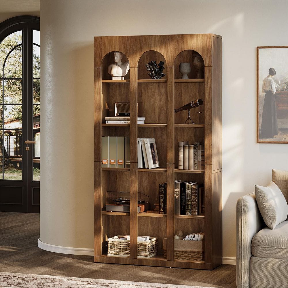 Tribesigns Earlimart 70.9 Vintage Brown Wood Wide 5-Shelf Bookcase