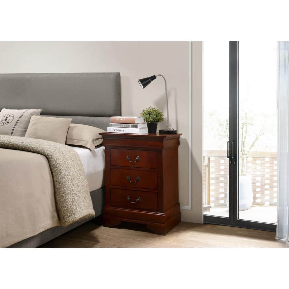 Louis Philippe 2-Drawer Cherry Nightstand (24 in. H x 22 in. W x 16 in. D)