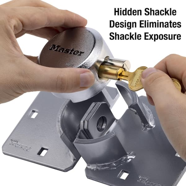 Master Lock Heavy Duty Padlock with Key, Hidden Shackle (Hasp Included)  M736XKADCCSEN - The Home Depot