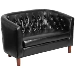Hercules 50 in. Black Faux Leather 2-Seat Loveseat with Flared Arms