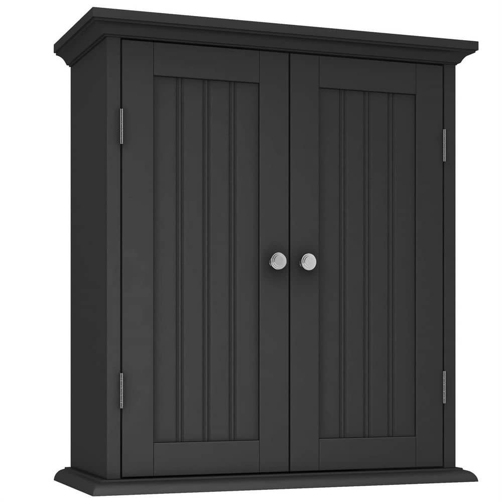  VANIRROR Black Bathroom Wall Cabinet 23x29 inch Wooden