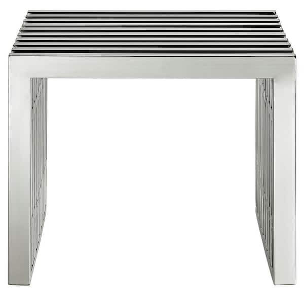 MODWAY Gridiron Small Stainless Steel Bench in Silver