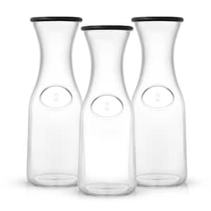 Hali 35 fl. oz. Clear Glass 3-Carafe Bottle Pitcher with 6-Lids