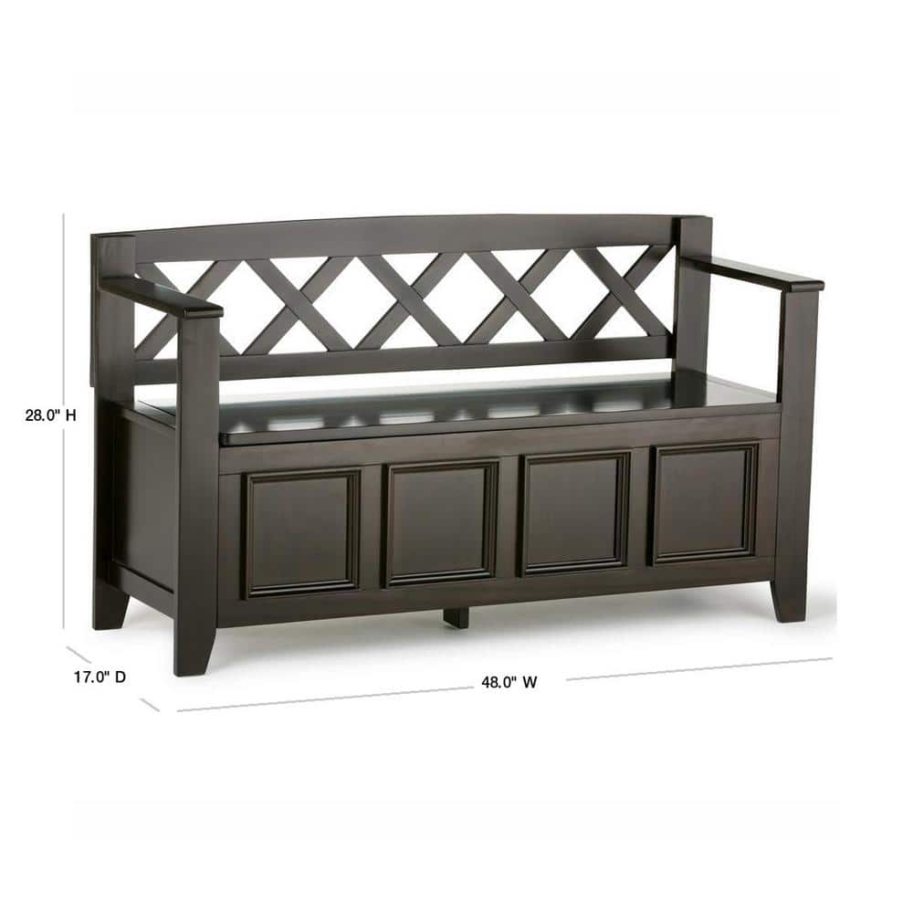 Amherst Hickory Brown 48" Wide Solid Wood Transitional Storage Bench