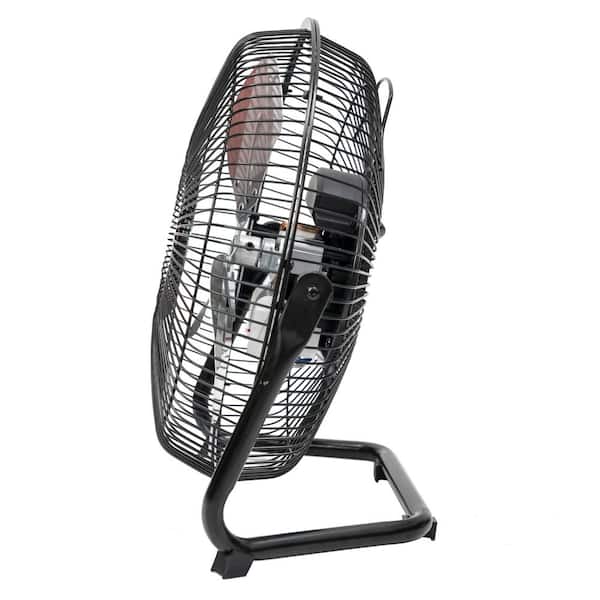 Commercial Electric - 9 in. 3-Speed High Velocity Floor Fan in Black With Wall Mount Bracket