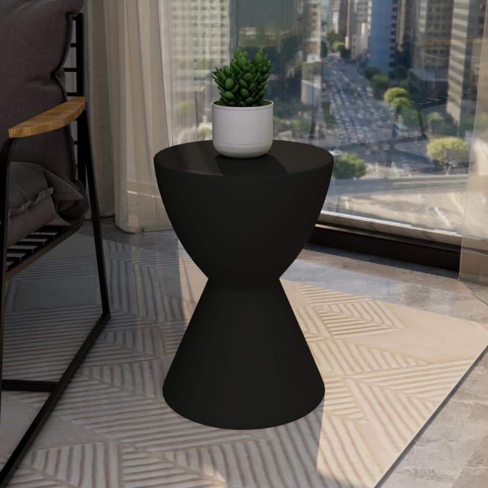 Loft Series 24-in Modern Black Round Fiberstone Side Table, Pedestal Base, Indoor Outdoor Assembled Accent Table Decor price history on PriceWatchPro