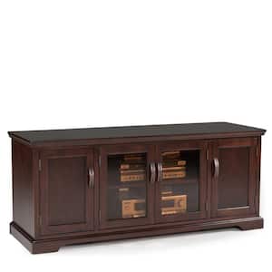 60 in. W Three Door Chocolate Cherry TV Stand with Bronze Glass for up to 65 in. wide TV's