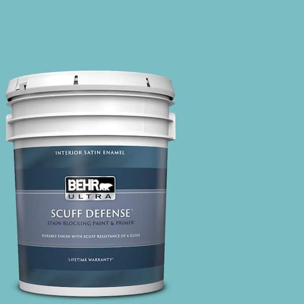 BEHR ULTRA 5 gal. #M460-4 Pure Turquoise Extra Durable Satin Enamel Interior Paint & Primer