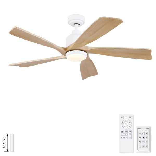 52 in. White Reversible Quiet DC Motor Downrod Mount Standard Fan with Remote Control Dimmable 6 Wind Speed