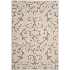 Florida Shag Cream/Beige 8 ft. x 10 ft. Geometric Floral Area Rug