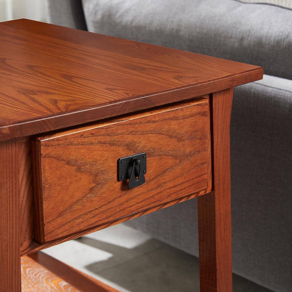 Russet Solid Wood Mission End Table with Locking Compartment