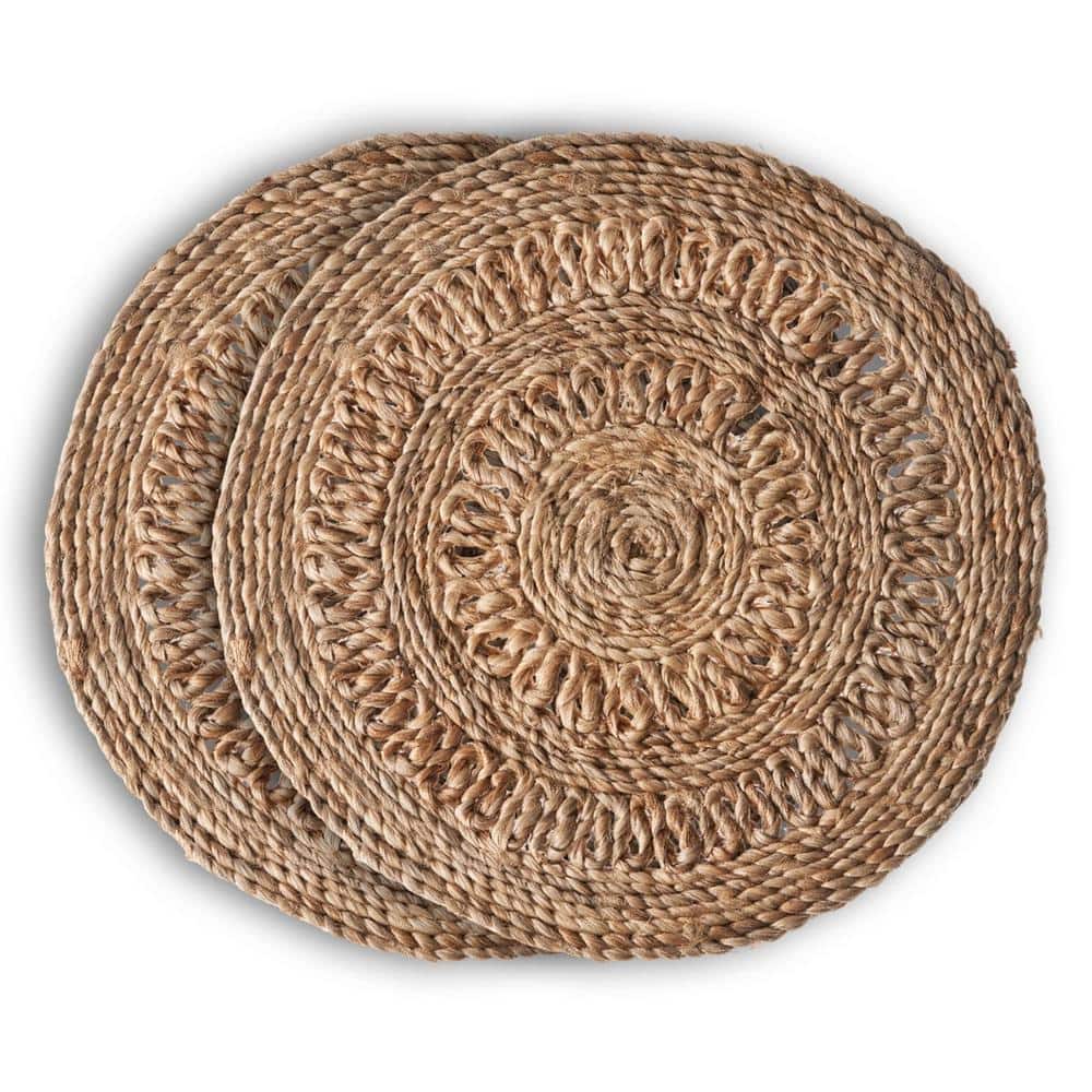 Natural Tan 15 in. Round Organic Jute Placemat (Set of 2)