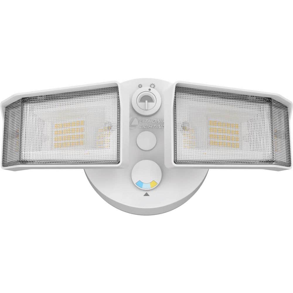 White Dual Head LED Outdoor Security Flood Light