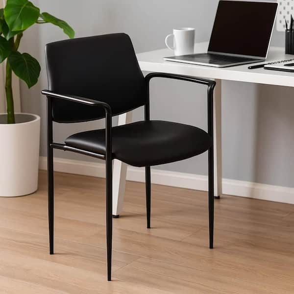 Jill Vinyl Diamond Stacking Task Chair in Black Arms