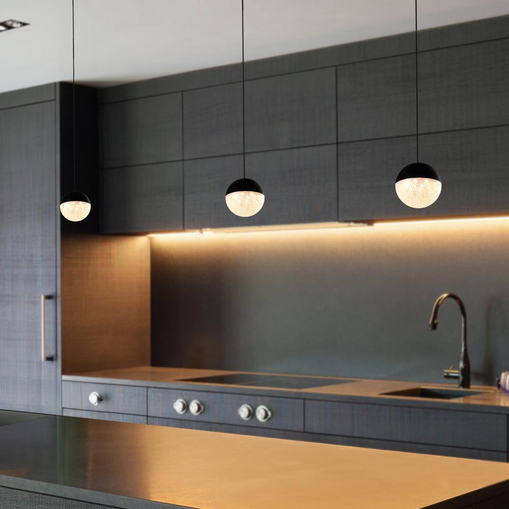 Matte Black Glass LED Jar Pendant Light