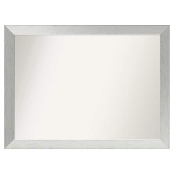 Amanti Art Brushed Sterling Silver 40 in. x 30 in. Custom Non-Beveled Wood Framed Bathroom Vanity Wall Mirror