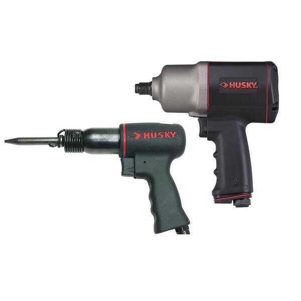 Husky 2-Piece Air Tool Kit with 1/2 in. Air Impact Wrench (650 ft./lbs. of Torque) and Medium Barrel Air Hammer-DISCONTINUED