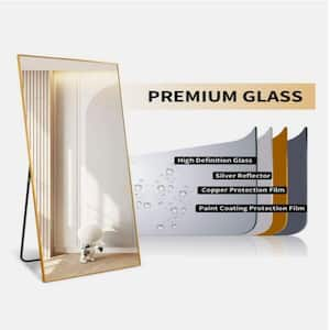 Rectangular Free Stand Mirror 18 in. x 58 in. in Gold