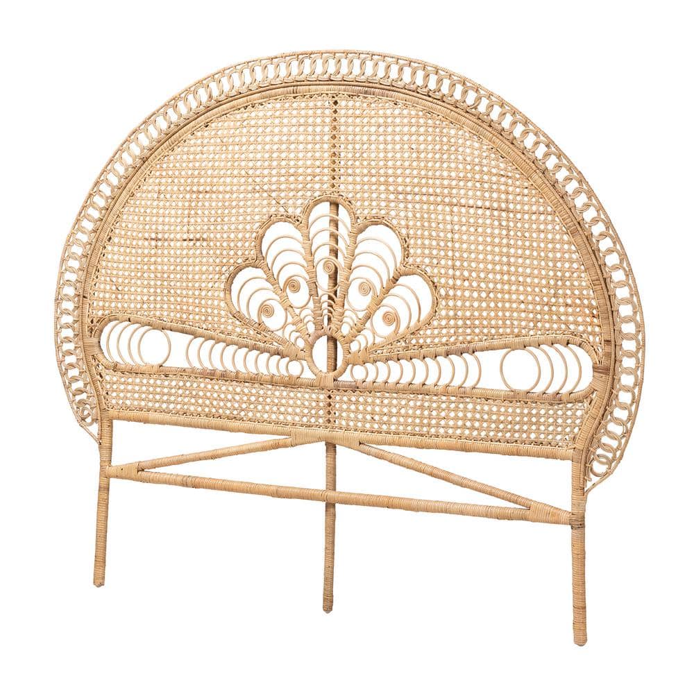 Natural Rattan Queen Size Bohemian Tufted Headboard