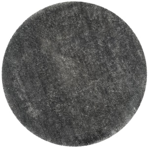 Luxe Shag Gray 6 ft. x 6 ft. Round Solid Area Rug