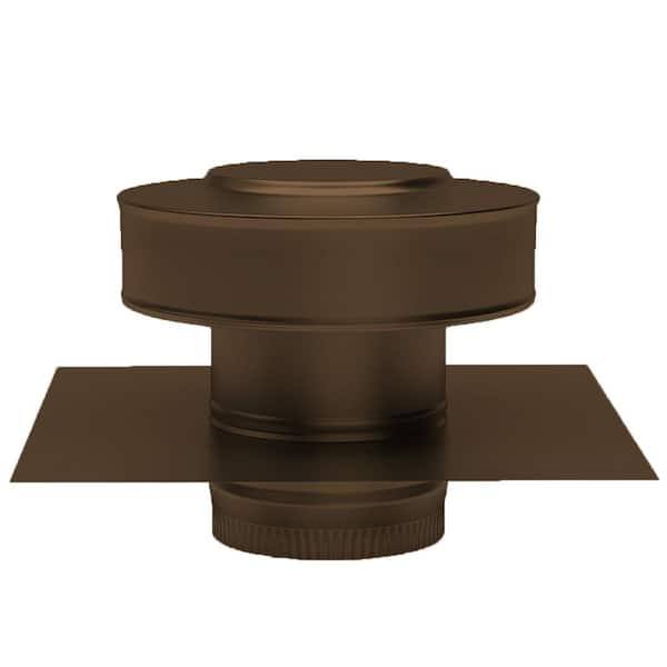 Active Ventilation 4 in. D Brown Aluminum Round Back Static Roof Vent Roof Jack with 2 in. Collar and 2 in. Tail Pipe