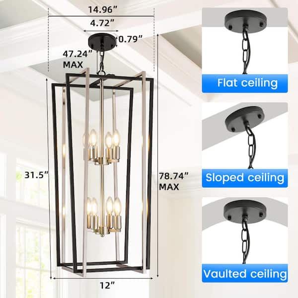 Magic Home 8-Light Modern Chandelier Semi Flush Mount Ceiling