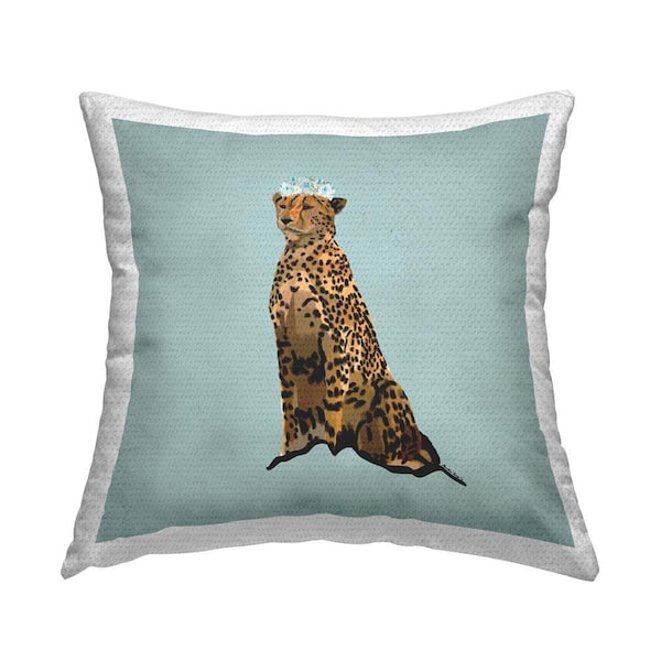 Leopard with Elegant Crown Outdoor Printed Throw Pillow by Amelia Noyes