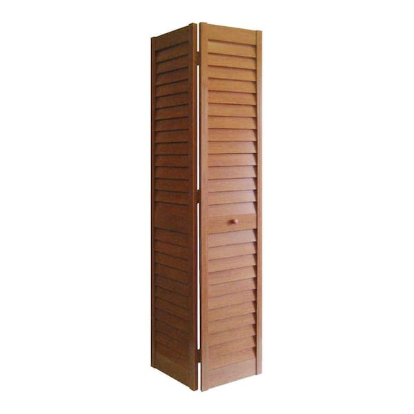 Home Fashion Technologies 30 in. x 80 in. 3 in. Louver/Louver Golden Oak PVC Composite Interior Bi-fold Door