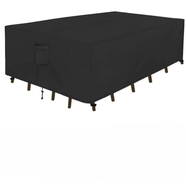 Unbranded Rectangular Patio Furniture Cover Waterproof UV Protection Outdoor Table And Chair Cover (109"L x 83" W x 27.5"H, Black)