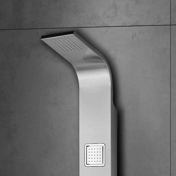 AKDY 63-in Brush Stainless Steel 2-Spray Shower Panel System (Valve Included)