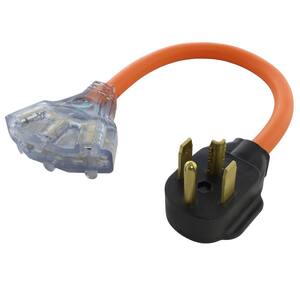 1.5 ft. 30 Amp 4-Prong Dryer Plug to (3) NEMA 6-15/20 Tri-Outlets with Power Indicators