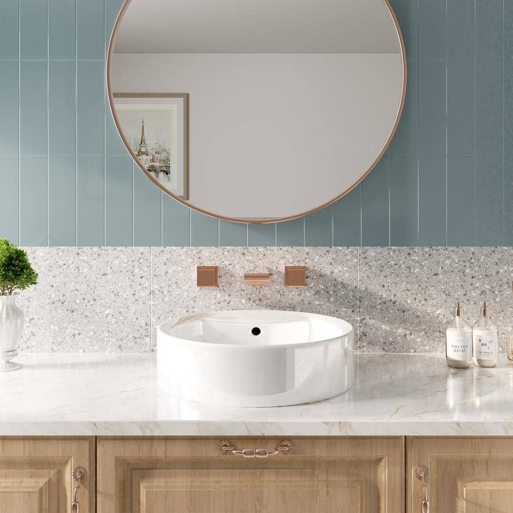 Champagne Bronze Wall-Mounted Double Handle Bathroom Faucet