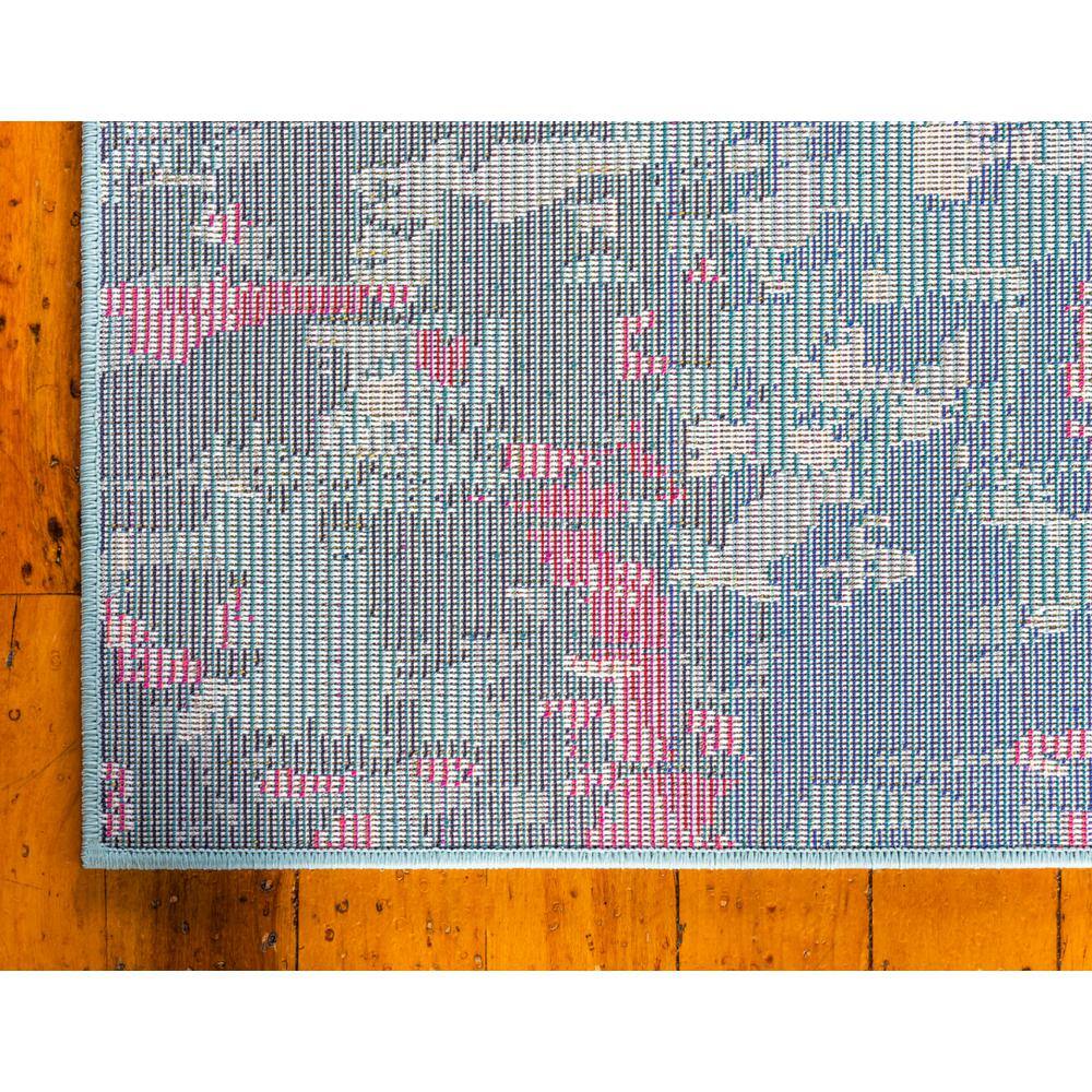 Jardin Collection Blue and Pink Abstract Modern Area Rug, 8 x 11 ft