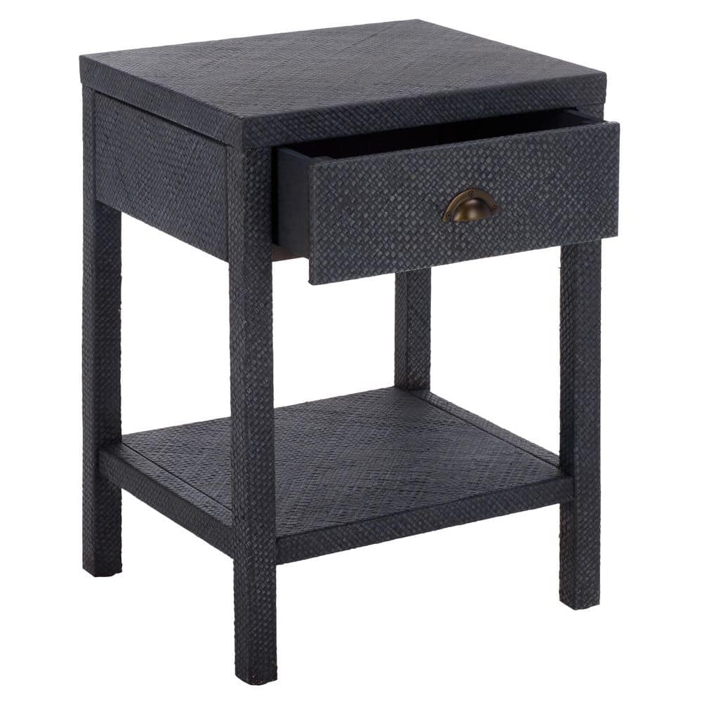 Apis 17 in. Navy Rectangle Wood End Table - thumbnail 2