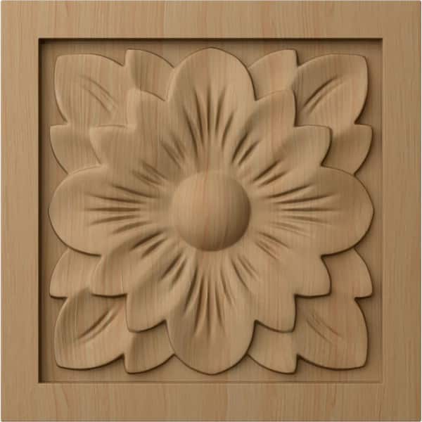 Ekena Millwork 3/4 in. x 3-1/2 in. x 3-1/2 in. Unfinished Wood Alder Medium Dogwood Flower Rosette