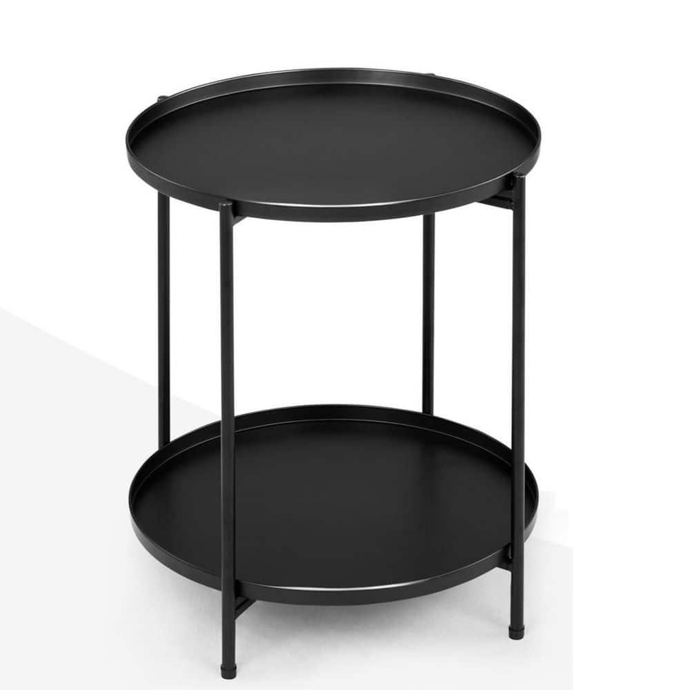 Black Patio Steel Side Table with 2 Layers price history on PriceWatchPro