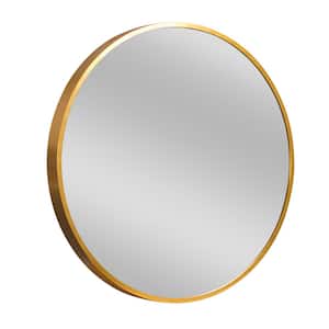 Medium Round Gold Shelves & Drawers Modern Mirror (35.4 in. H x 35.4 in. W)