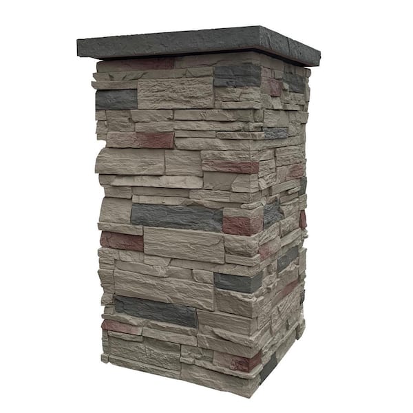Country Ledgestone 16 in. W x 16 in. L BEIGE Faux Stone Column Wrap Siding